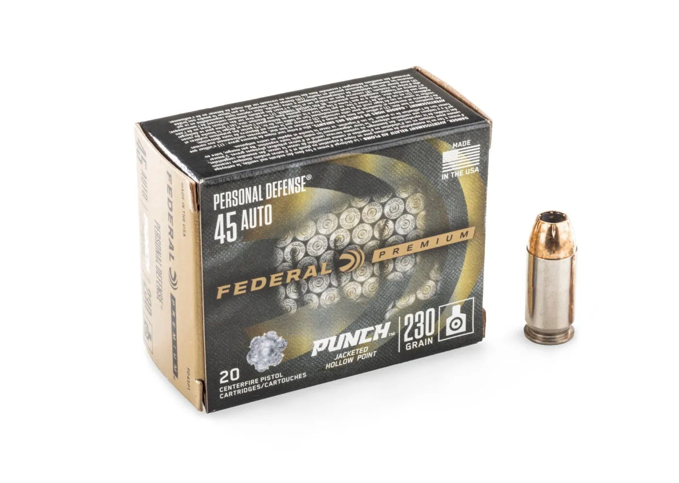45 ACP - 230 Grain JHP - Federal Punch - 20 Rounds
