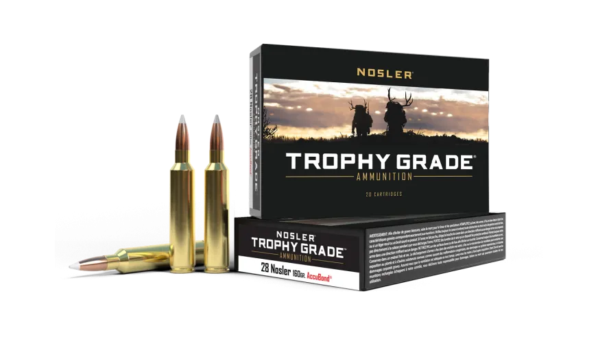 Nosler Trophy Grade 28 Nosler 160 grain AccuBond Rifle Ammo, 20/Box - 60035