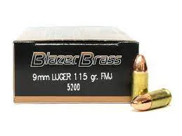 9mm - 115 Grain FMJ - Blazer Brass - 500 Rounds