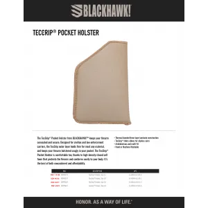Blackhawk Tecgrip, Bhwk 40tp04ct Tecgrip Pocket Holster Size04