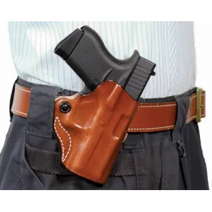 Desantis Mini Scabbard Holster - Rh Owb Leather Glock 1923 Tan