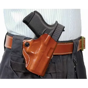 Desantis Mini Scabbard Holster - Lh Owb Leather S/a Hellcat Tan