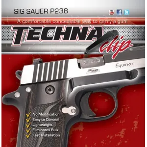 Techna Clip Handgun Retention - Clip Sig P238 Right Side