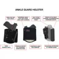 Galco Ankle Guard Holster Rh - Hybrid Lther M&p Shld 9/40 Blk