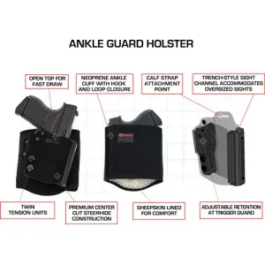 Galco Ankle Guard Holster Rh - Hybrid Lther M&p Shld 9/40 Blk
