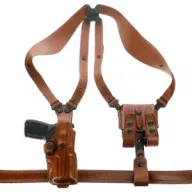 Galco Vertical Shoulder System - 4.0 Ambidextrous Leather 1911 5" Tan