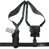 Galco Vertical Shoulder System - 4.0 Ambidextrous Leather 1911 5" Black