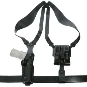 Galco Vertical Shoulder System - 4.0 Ambidextrous Leather 1911 5" Black
