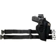 Bulldog Tactical Leg Holstr Rh - Black W/mag Pouch 2-4"bbl Auto