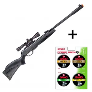 GAMO Whisper Fusion Mach 1 Air Rifle .22 Cal with Combo Pack Assorted Pellets (611006325554+63209295554-BUNDLE)