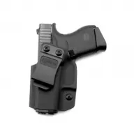 GRITR IWB Kydex Left Hand Gun Holster Compatible with Glock 43 (G43x/G48) with 1.5" Belt Clip, Open Bottom, Optic Cut, Adjustable Retention (IWB-GLOCK-19-L)