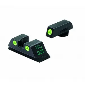 MEPROLIGHT Tru-Dot Tritium Fiber Optic Green,Green Front & Rear Iron Sight for Glock 9mm,357 SIG,45 GAP,40 S&W (ML10224)
