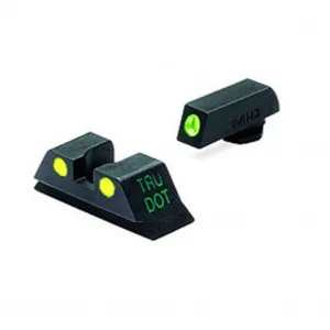 MEPROLIGHT Tru-Dot Tritium Fiber Optic Green,Yellow Front & Rear Iron Sight for Glock 20,21,29,30 (ML10222Y)