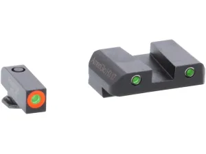 Ameriglo Spartan Operator Night Sight Set Glock 42, 43, 43X 3-Dot Tritium Green Front with Orange Outline, Black Outline Rear