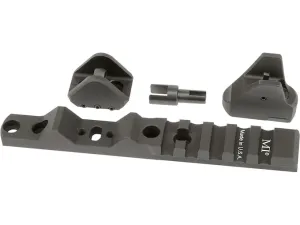 Midwest Industries H4 Ghost Ring Sight Set with 1913 Picatinny Rail Henry Pistol Caliber with Dovetail Aluminum Black