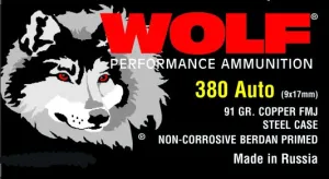 Wolf 380 Acp 91 Grain Full Metal Jacket 1000 Rnds