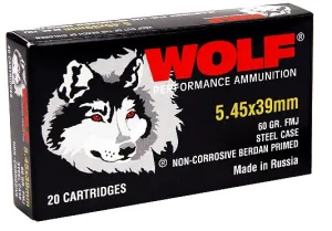 Wolf 5.45mmx39mm Russian 60 Grain Full Metal Jacket 750 Rd Case