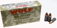 Wolf Military 9mm Full Metal Jacket 115 Gr 1150 Fps 500 Round